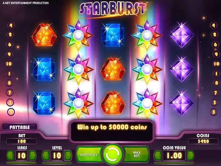 Игровые аппараты Starburst на сайте Frank Casino